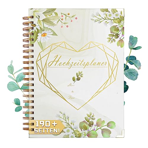 Hochzeitsplaner Buch Hochzeit Planer Deutsch, A4 Wedding Planner Buch Organizer 196 Seiten mit Sitzplan Tischordnung Checkliste Vorbereitungen für Hochzeit