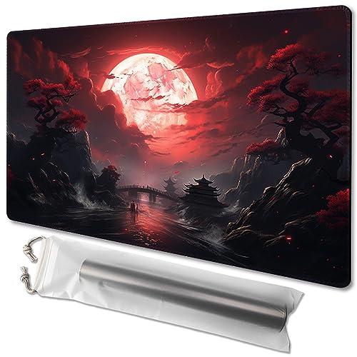 MTG Spielmatte, Größe 61 x 35,6 cm, kostenlose Aufbewahrungstaschen, rutschfeste Rückseite, ideal für Kartenspiel-Enthusiasten, TCG-Spielmatte, Mauspad (nicht mit Zone, Blutmond-Geheimnisse)