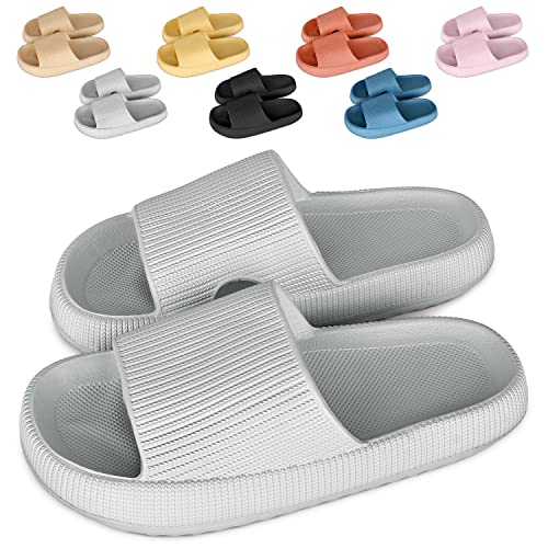 Cozislides Original Cosify Wolken Slipper Cloudyzz Schlappen Super Weiche Airfloppy Hausschuhe Rutschfeste Pantoletten Unisex Badelatschen Offener Zehentranner Sommer Flip Flops grey 44/45