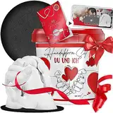 3D Handabdruck Set für Paare inklusive Sockel - Gips-Handabdruck-Set - Jahrestag Geschenk für Sie und Ihn, Gipsabdruck Hände Paar - besondere Valentinstag Geschenke, Made in Germany
