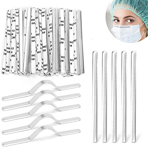 50 Stück Aluminiumstreifen Nasendraht, Nasenbrücke für Maske, 90 mm Metall flach Aluminiumdraht Nasenklammern Nasenbrückenhalterung DIY Draht zum Nähen Basteln Nase Brücke Clips (Nase 50P)