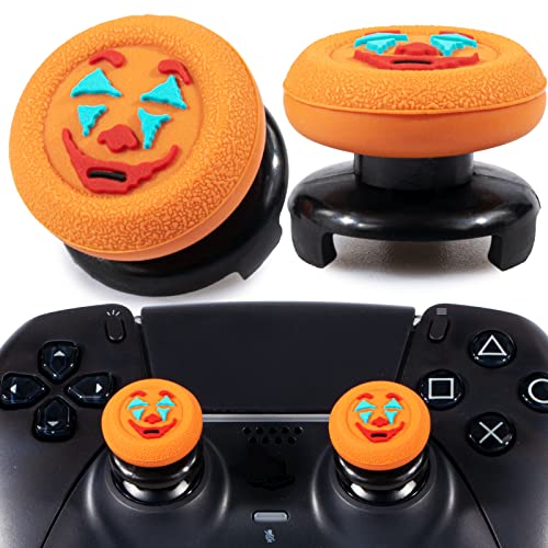 Playrealm FPS Thumbstick Extender &Textur Gummi Silikon Griffabdeckung Thumb Grip Aufsätze 2 Sätze für PS5 Dualsenese & PS4 Controller(Joker Orange)