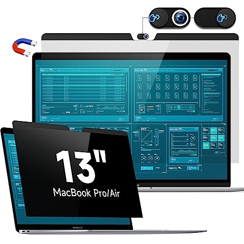 Magnetischer Blickschutzfilter Kompatibel Mit Apple MacBook Air 13 (2018-2021,M1) & MacBook Pro 13 Zoll (2016-2022,M1,M2), 13.3 Zoll Anti Spy Glare Blaulicht Mac Laptop Blickschutzfolie Sichtschutz