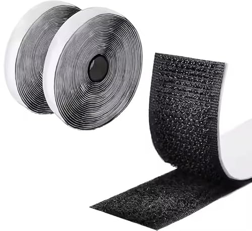 Selbstklebendes Klettband – Extra starker Kleber, 20mm x 10m – Industrieklebeband, Zuschneidbar & Wiederverwendbar – Haken & Flauschband, Wasserfest, Schwarz