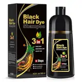 haarfarbe schwarz haarfärbeshampoo für Männer und Frauen, haarfarbe shampoo für Graues Haar, black hair dye shampoo 3 in 1,Hair Color Shampoo für trockenes Haar 500ml…