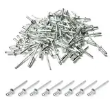 100pcs Stück Alu Blindnieten Sortiment Popnieten,Pop Nieten Stahlniete,Silber Aluminium Blindnieten(Silver, 4.0x12)