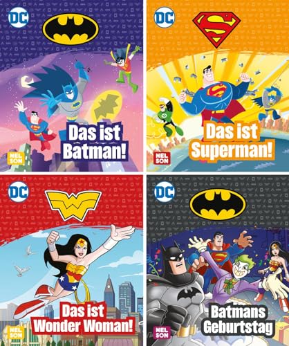 Nelson Mini-Bücher: 4er DC Superhelden 5-8: Batman, Superman und Wonder Woman im Mitnahmeformat (ab 4 Jahren) (Nelson Mini-Bücher: Ein großer Spaß im kleinen Format)