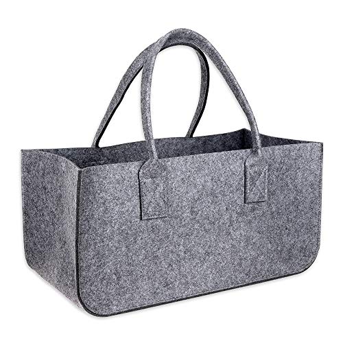 Schramm®1 oder 2 Stück Filztasche Tasche aus Filz in dunkelgrau 50x25x25 cm Kaminholztasche Holzkorb Einkaufstasche Filzkorb Zeitungskorb Shopper Taschen Filztaschen 1 oder 2 Stück, Anzahl:1