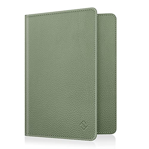FINTIE Reisepass Impfpass Schutzhülle - Premium Kunstleder Reisepasshülle Travel Organizer mit RFID-Blockier für Kreditkarten, Ausweis, Reisedokumente Damen Herren, Pastellgrün