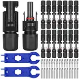 15 Paar Solarstecker, Solar Stecker Set Solarpanel Kabelstecker, PV Solarstecker Plug Play Solaranlage Solarpanel Stecke Kabelstecker Photovoltaik Steckverbinder IP67 mit 2pcs Schraubenschlüssel