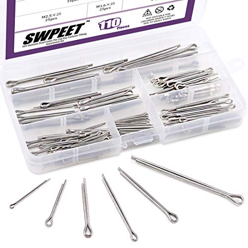 110 Stück 304 Edelstahl Splinte Pin Clip Schlüssel Befestigung Sortiment Kit perfekt für Automechaniker kleine Motoren Reparatur