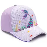 WAWSAM Mädchen Baseball-Cap Kinder Kappe Basecap Baseballmütze für Baby Mädchen Verstellbare Trucker Cap für Kleinkinder im Alter von 4–8 Jahren Mädchen Süßer Baseballmütze mit Meerjungfrau