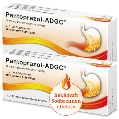 Pantoprazol-ADGC® - 2x 14 Stück - gegen Sodbrennen, saures Aufstoßen - Mittel bei Magenübersäuerung - wirkt gegen stillen Reflux und Magenbrennen