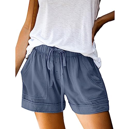 Lange Freizeithose für Damen, Übergröße, bequem, Kordelzug, leger, elastischer Bund, lockere Shorts, Freizeithose für Damen, hellblau, XXX-Large