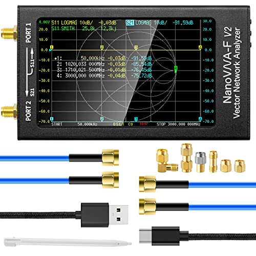 AURSINC NanoVNA-F V2 Vector Network Analyzer 50KHz-3GHz HF VHF UHF VNA 4.3" Antenna Analyzer - S-Parametermessung, stationäres Wellenverhältnis von Spannung, Phase, Verzögerung, Smith-Diagramm