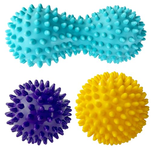 Nutabevr Massagebälle Faszienball 3er Set, Igelball Massage, Triggerpunkt Gymnastikball, für Reflexzonen, Anti-Stress, Plantarfasziitis Entspannung Schmerzlinderung, für Beine, Füße, Hände und Rücken