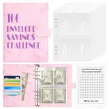 Goiern 100 Umschläge Saving Challenge, Sparbuch mit Geldumschlägen, Umschlag Challenge Binder, A5 Budget Planer Umschlagmethode, Sparen Herausforderung Binder