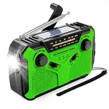 Solar Radio, AM/FM Tragbar Kurbelradio Dynamo Notfallradio mit 4000mAh Wiederaufladbare Batterie, Led Taschenlampe, SOS-Alarm für Camping, Ourdoor, Notfall (002)