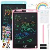 Damcyer 8,5 Zoll LCD Schreibtafel kinder 2 Pack,LCD Zaubertafel mit Tieraufklebern,Wiederverwendbarer Zeichentablett für Kinder und Erwachsene Geburtstags Geschenke Spielzeug,Blau + Rosa