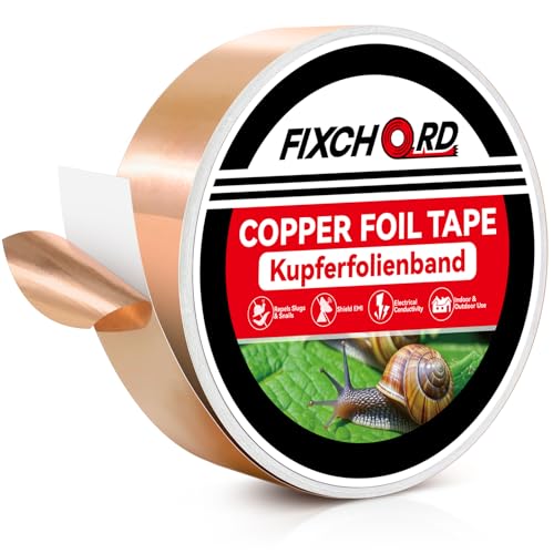 FIXCHORD Kupferband Gegen Schnecken Schneckenschutz Kupferband Schneckenband aus Kupfer Kupferband Selbstklebend Schneckenabwehr Selbstklebendes Schneckenband zur Bekämpfung von Schnecken 20M*30mm