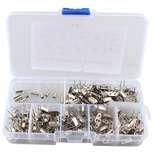 DollaTek 200PCS 10Value 32.768KHz ~ 48MHz DIY Quarz-Kristalloszillator sortierte Installationssatz-Zusammenstellung mit Plastikkasten