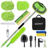 COVVY 15 PCS Auto-Reinigungsset mit Aufbewahrungstasche,62 Zoll Waschbürste mit Teleskopstiel,Felgenbürste,Mikrofasertücher,Waschhandschuh,Auto Reinigung Set für Motor Auto Trucks