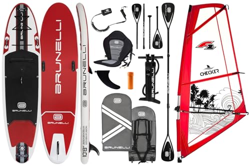 BRUNELLI 10.8 Windsurf Woven Double Layer iSUP Board aufblasbar Stand Up Paddle Set Checker 4,5qm Rigg