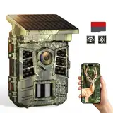 Coolifepro Wildkamera mit Handyübertragung App, 48MP 30FPS Solar WLAN Wildkamera, Wildtierkamera Eingebaute 2600mAh Lithium-Batterie, Erfassungsbereich 25 Meter, Erfassungswinkel 100°