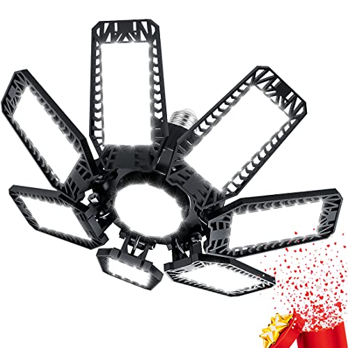 YIQIBRO Garagenlampe LED 200W 1 Stück, 20000LM 6500K Verformbare LED Werkstatt Deckenleuchte mit 7+1 Verstellbaren Paneelen, E26/E27 Werkstattlampe Garagenleuchte für Keller Geschäft Werkstatt Lager