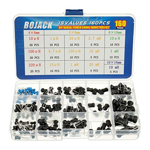 BOJACK 15 Werte 160 Stück Induktivität 10 uH bis 20 mH DIP Radial Power Choke Induktoren Sortiment