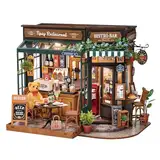 Rolife Puppenhaus Tipsy Restaurant DIY Miniatur Haus Kit Miniatur Café Puppenhaus Modellkit Wohnkultur Geburtstagsgeschenk für Kinder und Erwachsene