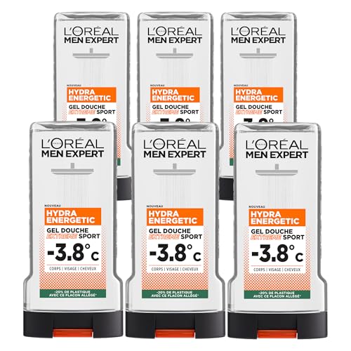 L'Oréal Men Expert Hydra Energetic Duschgel Extreme Sport, -3,8 °C, Frischegefühl, 6 x 300 ml