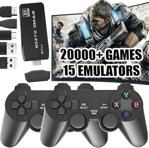 Retro Konsole Spielkonsole Game Stick, 21700+ Spiele Videospielkonsole mit 2 Gamepads, Retro Konsole Plug & Play Game Stick TV HDMI, Geschenk für Kinder Jungen & Erwachsene (Familien-Edition)