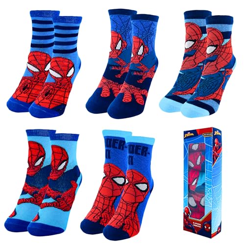 Marvel Spider-Man Socken für Jungen, 5er-Pack Klassische Spiderman Socken, Größe EU 27/30