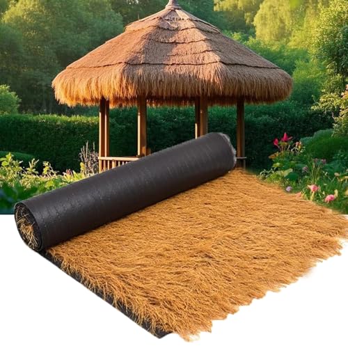 Synthetisches Strohgras Dachpaneele,0 Wartung Wasserdichtes Künstliches Strohdach Stroh Überdachung Für Bar Pergolen&Gärten|Palmen Strohdach,Synthetisches Reetdach Für Vogelhaus(Size:1*2m(3.2*6.5ft))