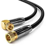 deleyCON 3,0m SAT Antennenkabel Satellitenkabel Koaxialkabel - HDTV Full HD 4K - F-Stecker 90° Gewinkelt zu F-Stecker Gerade - Schwarz