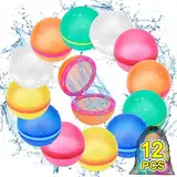 12 Stück Wasserbomben Wiederverwendbar, Selbstschließende Wasserbomben magnetisch, Wiederbefüllbare Wasserbomben für Kinder und Erwachsene, Wasserballons für Outdoor, Pool, Wasserpark geeignet, Spaß