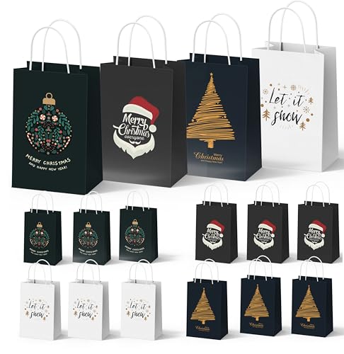 12 XXL Geschenktaschen Geschenktüten für Weihnachten: Große Weihnachtstüten ideal für Präsente & Geschenke Weihnachtstaschen