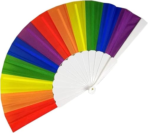 Seidenfächer, Handfächer aus Seide, künstliche Seidenfächer, lange Seidenfächer, Fächerschleier, 1 Stück, Heimdekoration, Regenbogen-Handfächer, faltbar, Tanz for Dekoration, Fächer, Hochzeit, Kunstha