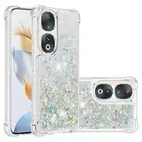 Nadoli Glitzer Treibsand Hülle für Honor 90,Silikon Stoßfest Handyhülle Transparent TPU Bumper Schutzhülle Flüssig Durchsichtig Quicksand Case