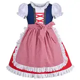 Sunny Fashion Dirndl Mädchen Kinderdirndl Trachtenkleid Set Spitze Schürze Bayerisches Oktoberfest Gr. 110