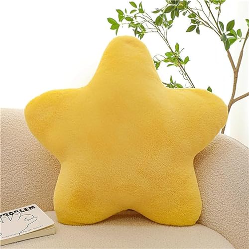 Herfair Kuschelkissen Kinder Sternkissen, Weiche Flauschige Sternform Zierkissen Sofakissen, Plüsch Kissen Dekokissen für Kinderzimmer Schlafzimmer Deko (Gelb,30 cm)