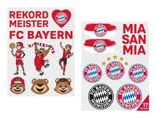 FC Bayern München Fan-Tattoos 2er Set Gesichtsaufkleber temporäre Tattoos FCB