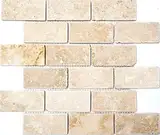 Mosaik Fliese Travertin Naturstein beige Brick Inula Chiaro Antique Travertin für BODEN WAND BAD WC DUSCHE KÜCHE FLIESENSPIEGEL THEKENVERKLEIDUNG BADEWANNENVERKLEIDUNG Mosaikmatte Mosaikplatte