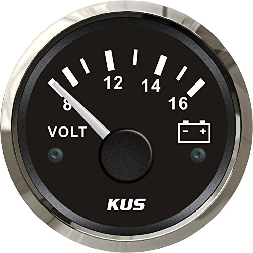 KUS Wasserdichtes Voltmeter, Spannungsmesser, 12 V/8 – 16 V, 52 mm, mit Hintergrundbeleuchtung