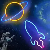 MULEVIP 2 Stück Neon Licht,Signs Planet LED,Planet Neon Light,Leuchtreklame,Planet Neon Signs,Leuchten Art Wall Decor Licht,Batterie oder USB Powered