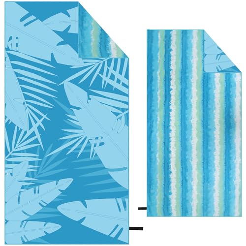 Mikrofaser Strandtuch xxl 90×180 cm, Microfaser Handtücher mit Tasche, Strandhandtuch Microfaser Badetuch Groß, Mikrofaser Handtuch für Strand, Reise, Hallenbad und Sauna, Saunahandtuch Herren /Damen