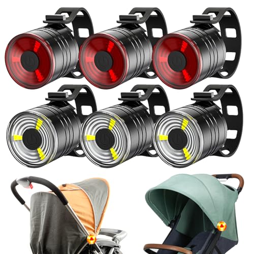 Sporgo 6 Stück Kinderwagen Licht: Kinderwagenlicht Batteriebetrieben LED-Kinderwagenleuchten mit 3 Lichteffekte, Wasserdicht Led Reflektoren Blinklicht für Alle Kinderwagen, Kinderwagen Zubehör (6PCS)