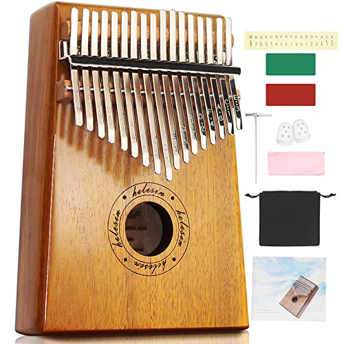 Kalimba 17 Schlüssel, Daumenklavier Kalimba Thumb Piano Finger Solide Kalimba Instrument mit Lernwerkzeuge, Professionelle Kalimba für Kinder, Erwachsene und Musikliebhaber Braun