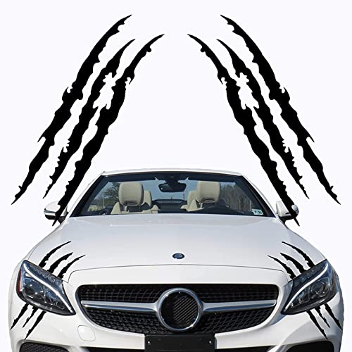 VICDUEKG Monster Klaue Aufkleber, 2 Stück Augenbrauen Scheinwerfer Aufkleber Auto Wasserfeste Vinyl Decals Autoaufkleber Dekoration Monster Klaue AutoAufkleber Aesthetic Sticker (Schwarz)